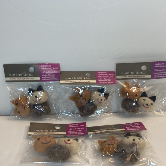 Cat Faces Embellishments Needle Felting 100% Wool Felt Crafts Dimensions - Picture 2 of 13